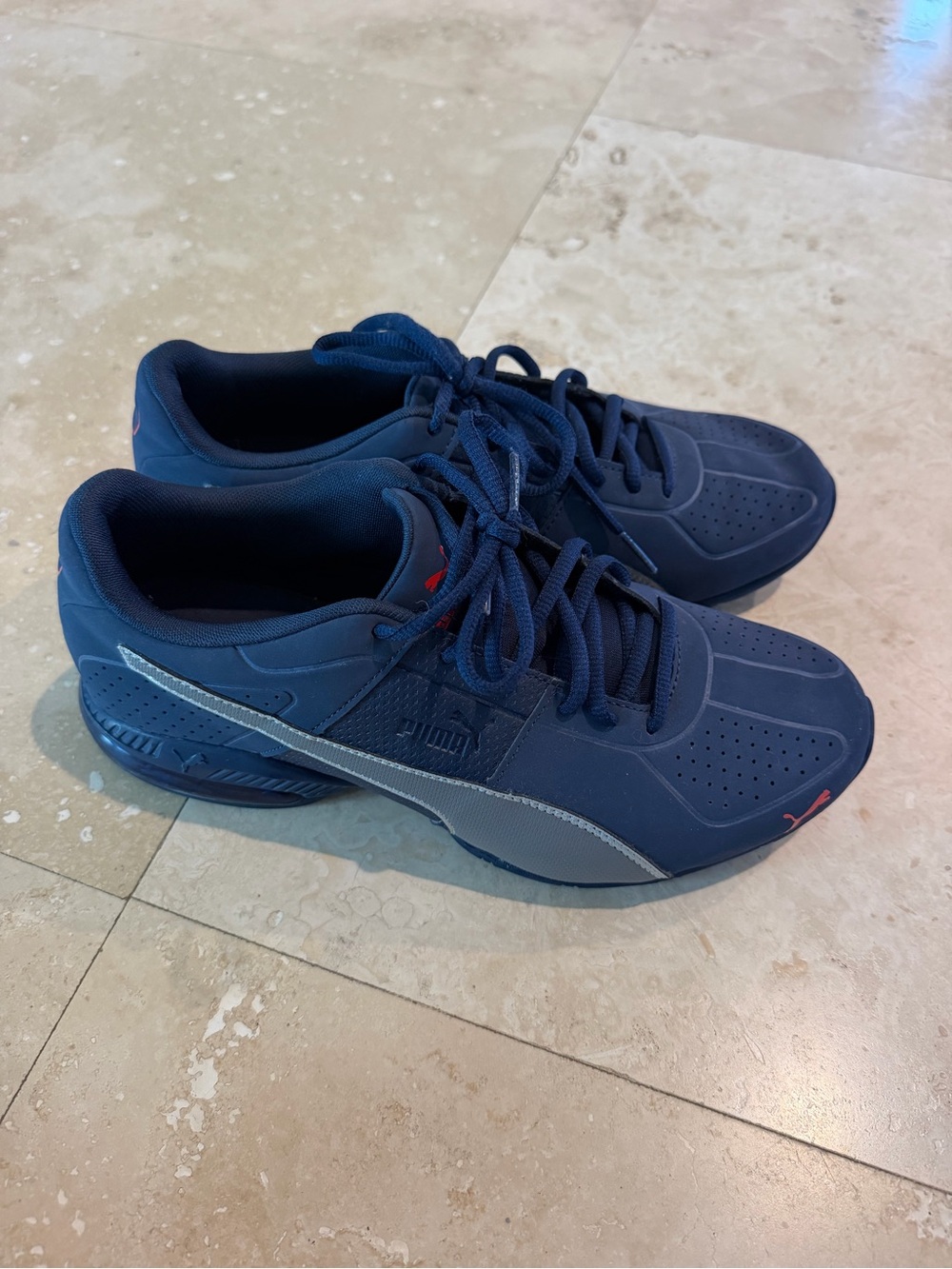 Puma Navy Blue Athletic Sneakers with Gray Formstrip